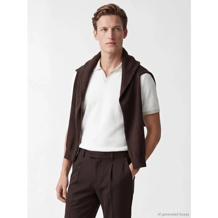 SOUTHBLUE Ekru Polo Yaka Strüktürlü Erkek Tişört