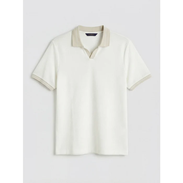 SOUTHBLUE Ekru Polo Yaka Strüktürlü Erkek Tişört