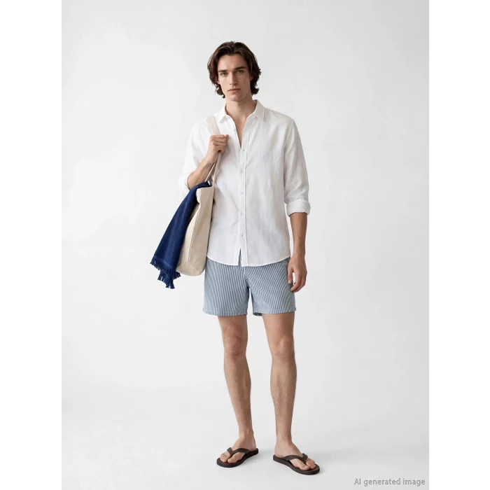 LCW SWIMWEAR Lacivert Çizgili Erkek Deniz Şortu