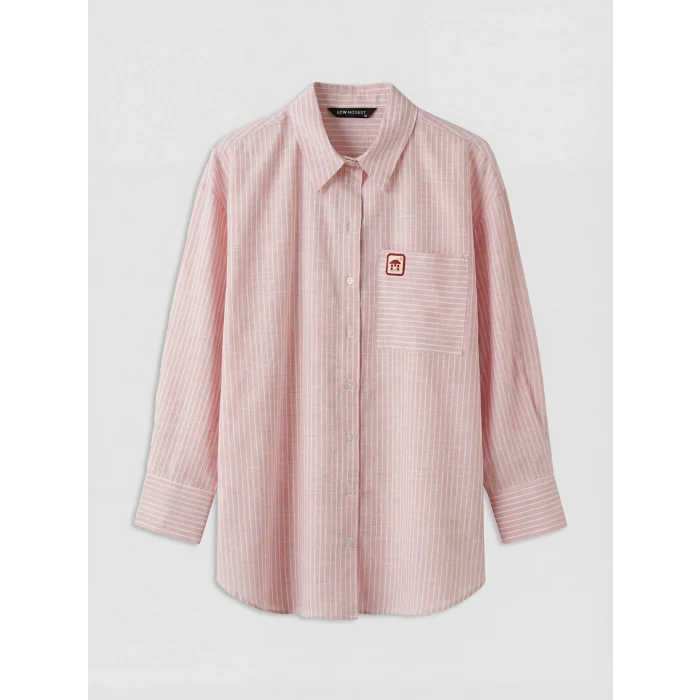 LCW Modest Pembe Çizgili Oversize Poplin Kadın Gömlek Tunik