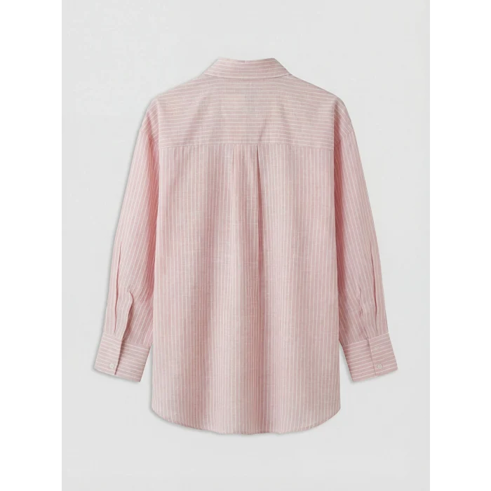 LCW Modest Pembe Çizgili Oversize Poplin Kadın Gömlek Tunik