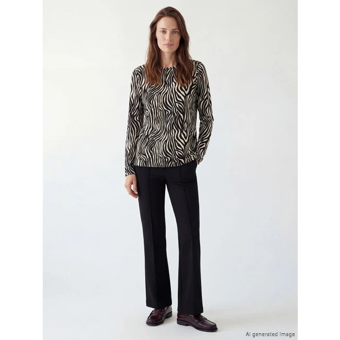 LCW Grace Bej Bisiklet Yaka Desenli Bluz