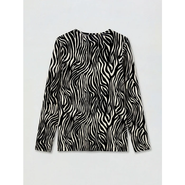 LCW Grace Bej Bisiklet Yaka Desenli Bluz