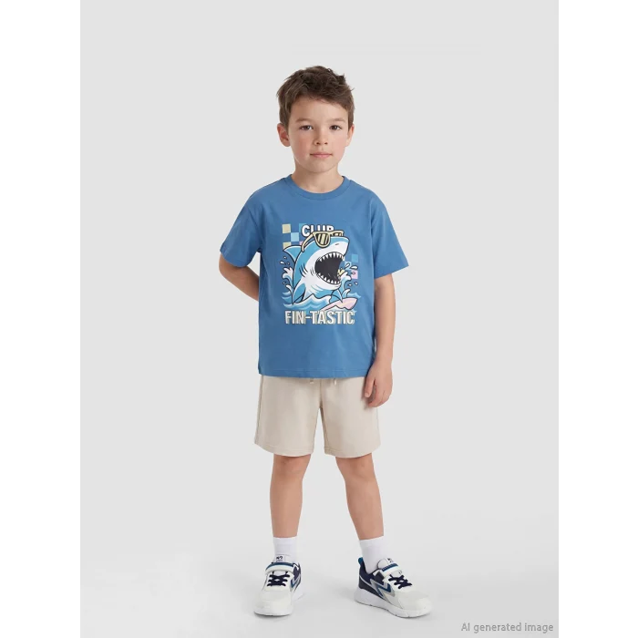 LCW Kids Mavi Baskılı Erkek Çocuk Tişört ve Şort