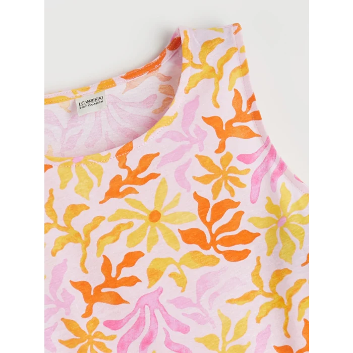 LCW Kids Pembe Desenli Kız Çocuk Elbise