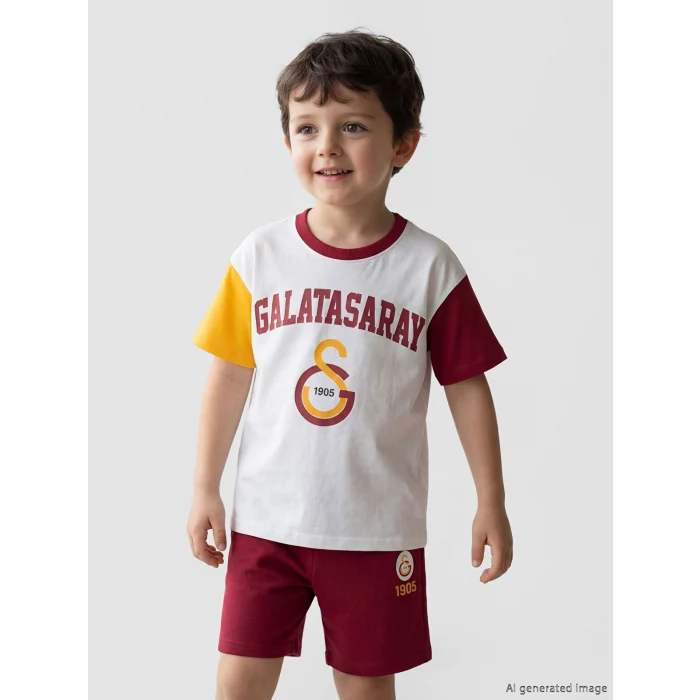 LCW Kids Beyaz Galatasaray Baskılı Erkek Çocuk Tişört ve Şort