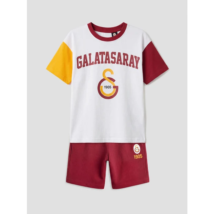LCW Kids Beyaz Galatasaray Baskılı Erkek Çocuk Tişört ve Şort