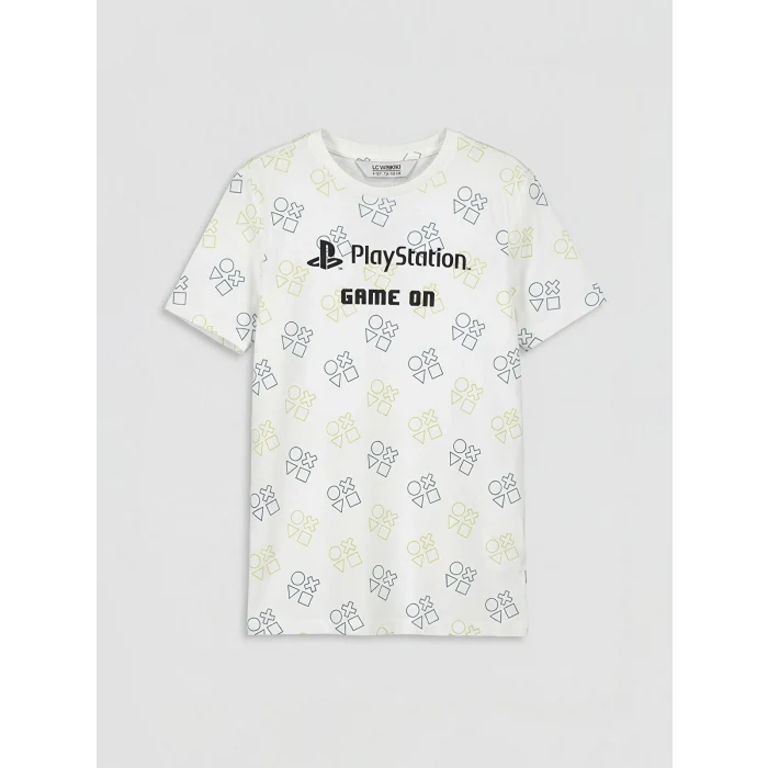 LCW Kids Beyaz Playstation Baskılı Erkek Çocuk Şortlu Pijama Takımı