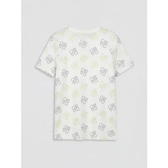 LCW Kids Beyaz Playstation Baskılı Erkek Çocuk Şortlu Pijama Takımı