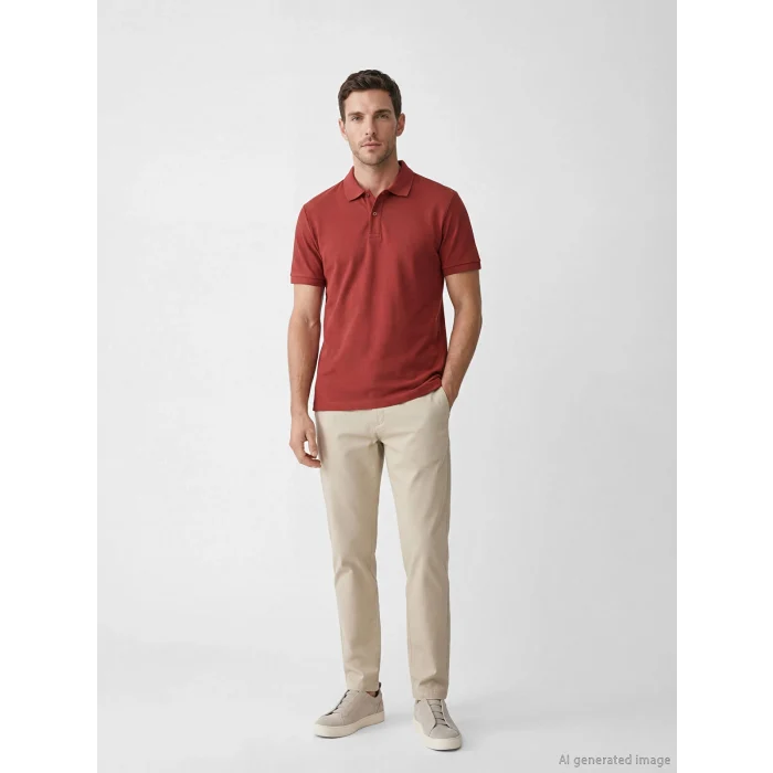 LCWAIKIKI Classic Kırmızı Polo Yaka Pike Erkek Tişört