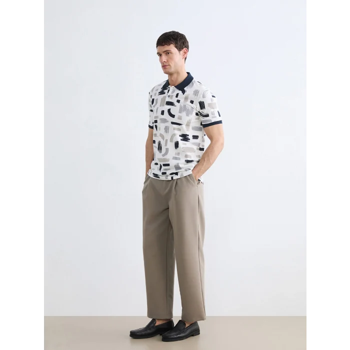 LCW Vision Lacivert Polo Yaka Desenli Pike Erkek Tişört