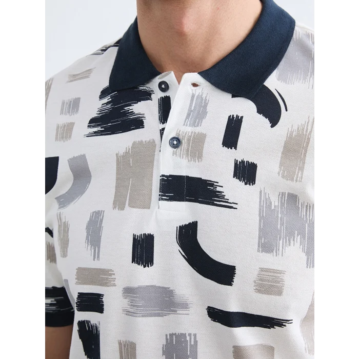 LCW Vision Lacivert Polo Yaka Desenli Pike Erkek Tişört