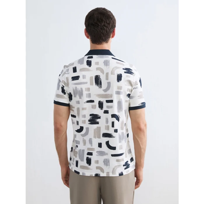 LCW Vision Lacivert Polo Yaka Desenli Pike Erkek Tişört