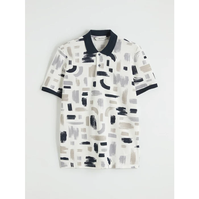 LCW Vision Lacivert Polo Yaka Desenli Pike Erkek Tişört