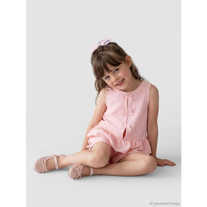 LCW Kids Pembe Fiyonklu Kız Çocuk Bluz ve Şort