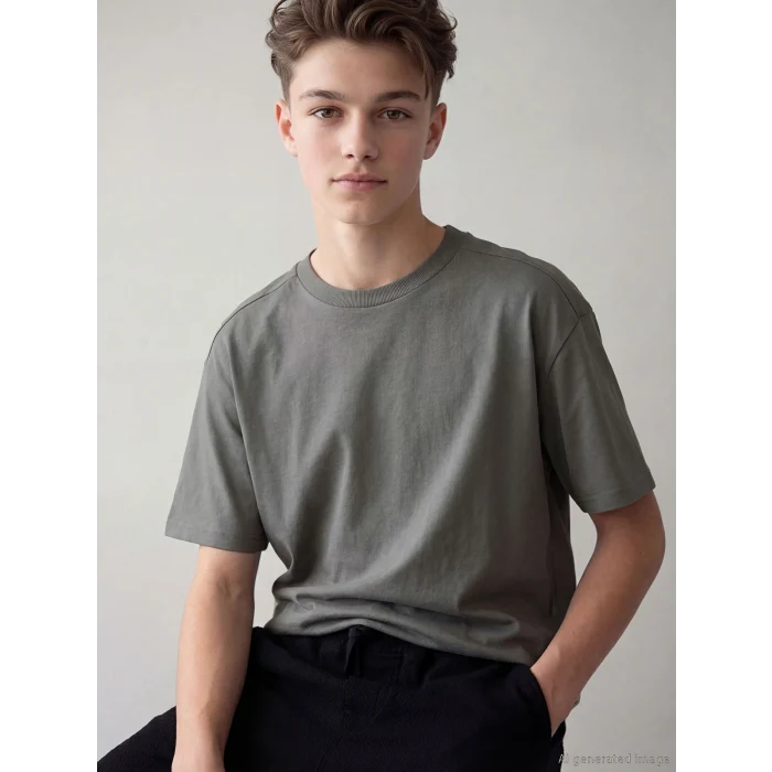 LCW Kids Gri Bisiklet Yaka Kısa Kollu Erkek Çocuk Tişört