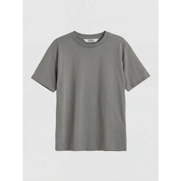 LCW Kids Gri Bisiklet Yaka Kısa Kollu Erkek Çocuk Tişört