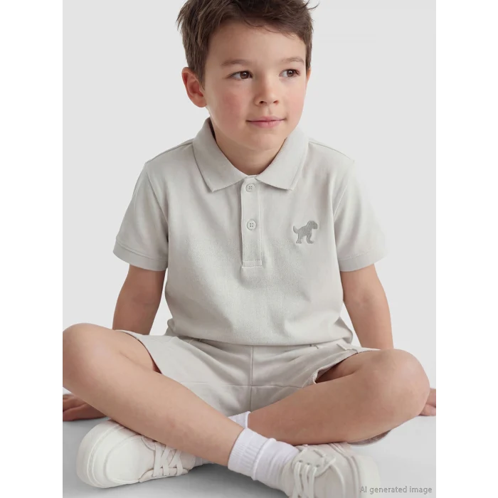 LCW Kids Gri Dinozor Baskılı Erkek Çocuk Tişört ve Şort