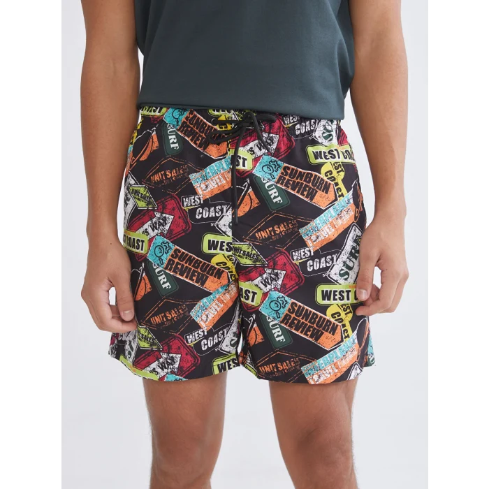 LCW SWIMWEAR Siyah Diz Hizası Boy Basic Erkek Deniz Şortu