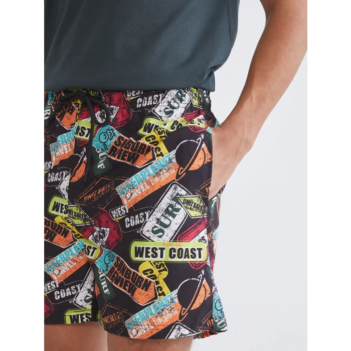 LCW SWIMWEAR Siyah Diz Hizası Boy Basic Erkek Deniz Şortu