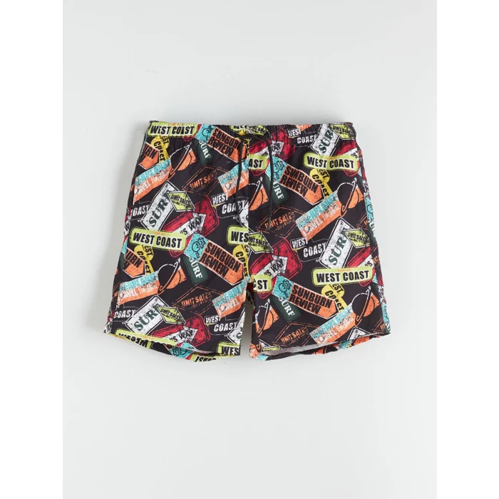 LCW SWIMWEAR Siyah Diz Hizası Boy Basic Erkek Deniz Şortu
