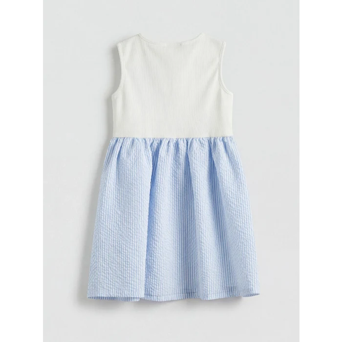 LCW Kids Mavi Bisiklet Yaka Kız Çocuk Elbise