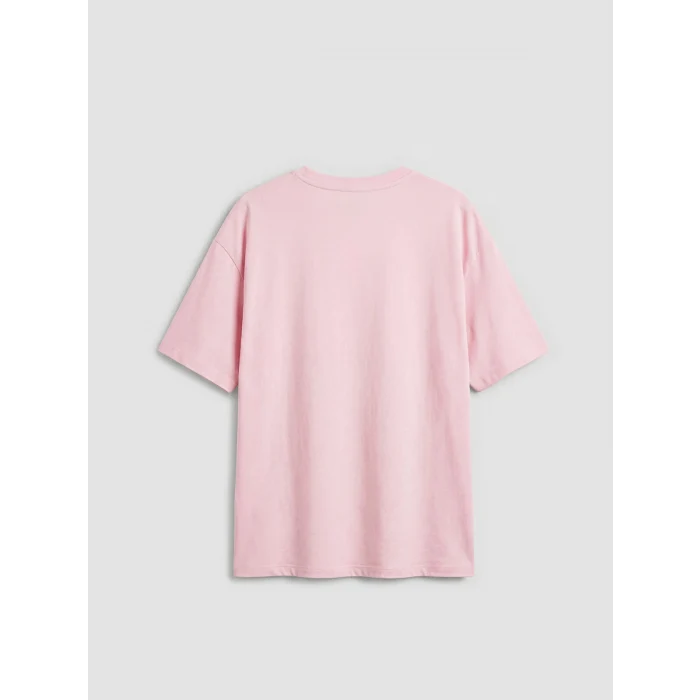 LCW Kids Pembe Bisiklet Yaka Baskılı Kız Çocuk Tişört