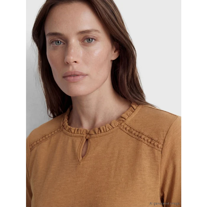 LCW Grace Kahverengi Bisiklet Yaka Nakışlı Bluz