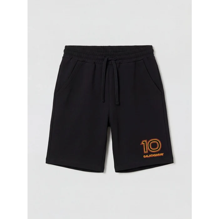 LCW Kids Siyah Galatasaray Baskılı Erkek Çocuk Şort