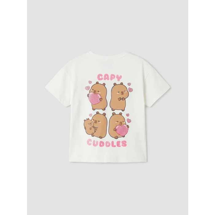 LCW Kids Ekru Capyfun Baskılı Kız Çocuk Takım