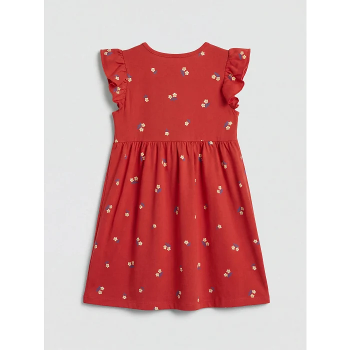 LCW Kids Kırmızı Çiçek Desenli Kız Çocuk Elbise