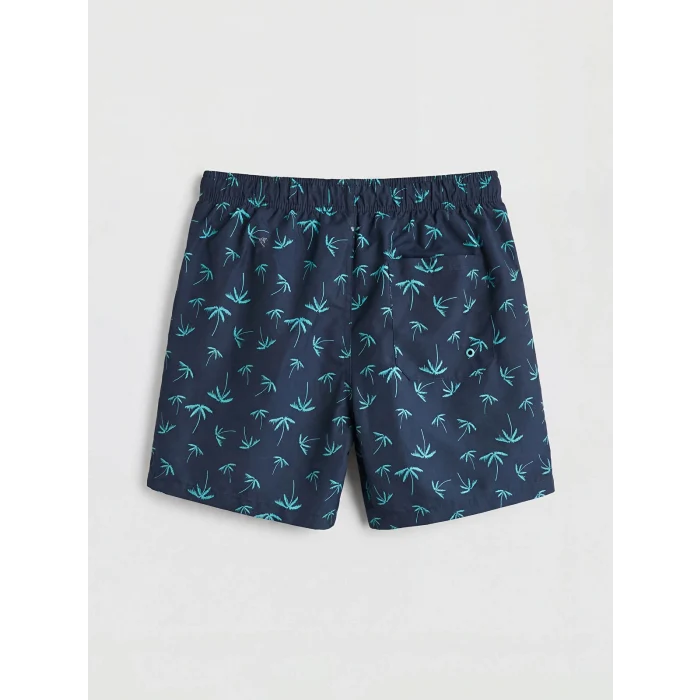 LCW SWIMWEAR Lacivert Kısa Boy Palmiye Desenli Erkek Deniz Şortu