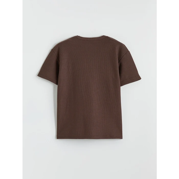 LCW Kids Kahverengi Bisiklet Yaka Erkek Çocuk Tişört