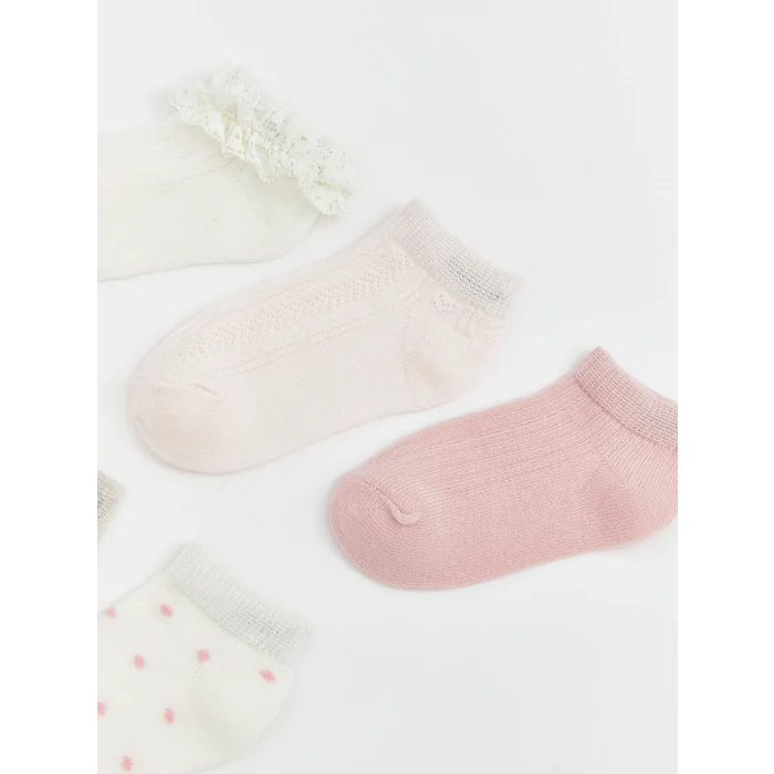 LCW baby Ekru Kız Bebek Patik Çorap 5li
