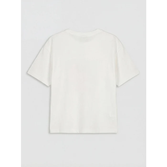 LCW Kids Ekru Baskılı Kız Çocuk Tişört ve Şort Etek