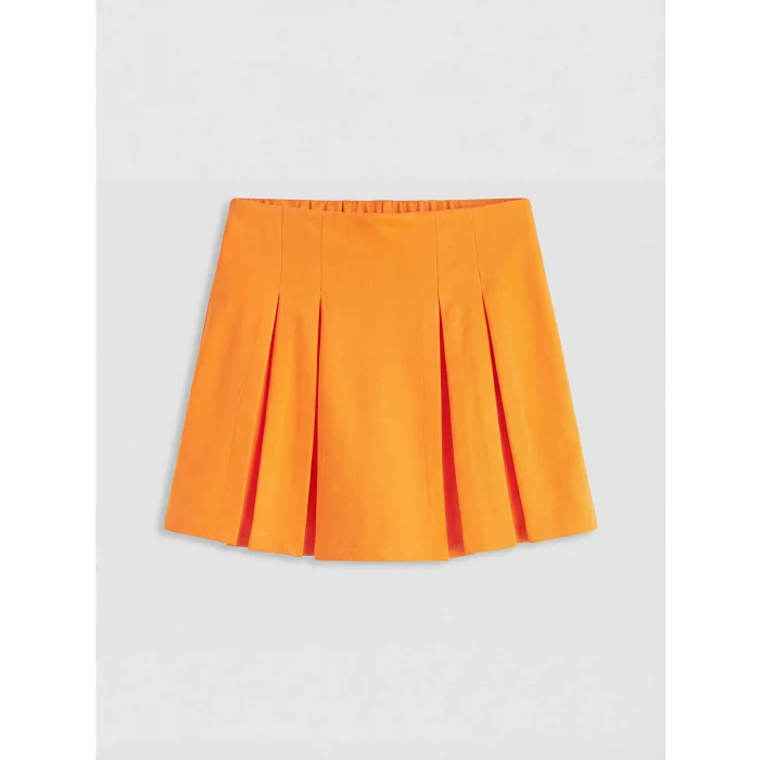 LCW Kids Ekru Baskılı Kız Çocuk Tişört ve Şort Etek