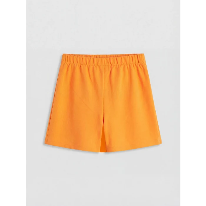 LCW Kids Ekru Baskılı Kız Çocuk Tişört ve Şort Etek