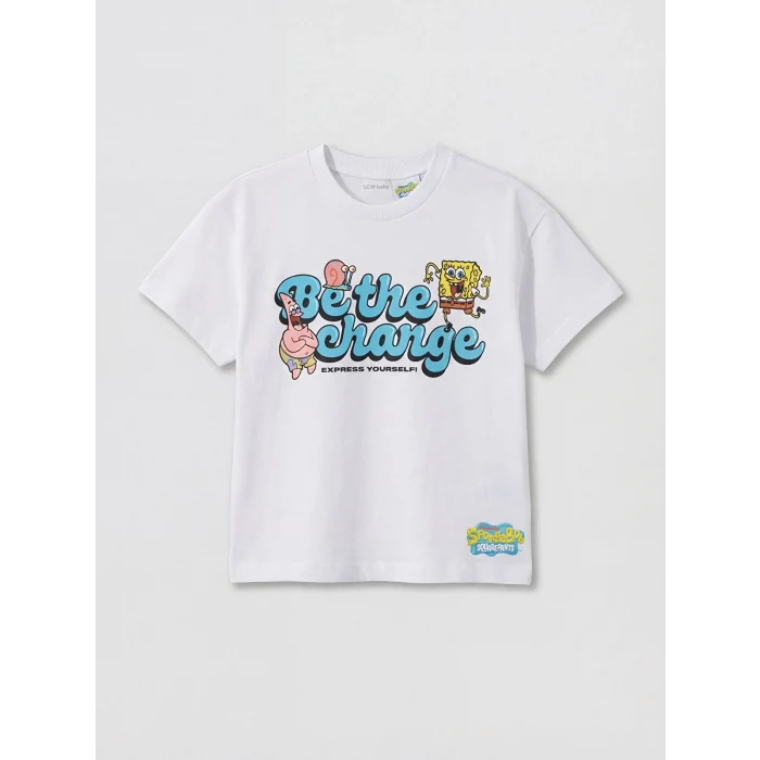 LCW Kids Beyaz Sünger Bob Baskılı Erkek Çocuk Tişört