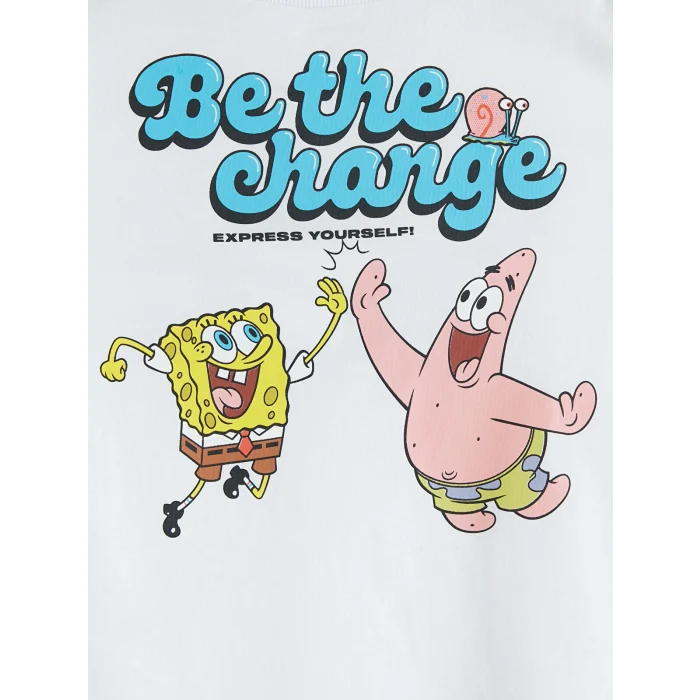 LCW Kids Beyaz Sünger Bob Baskılı Erkek Çocuk Tişört