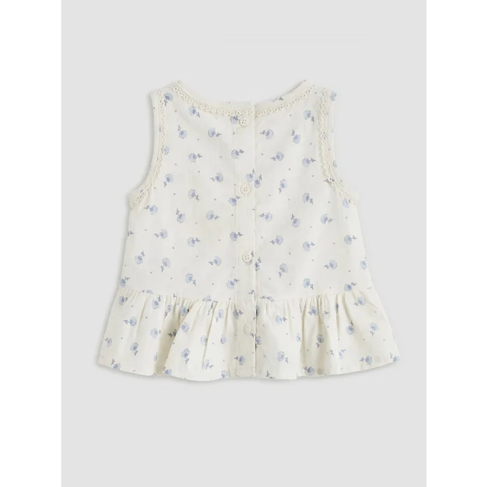 LCW baby Bej Çiçekli Kız Bebek Bluz ve Pantolon