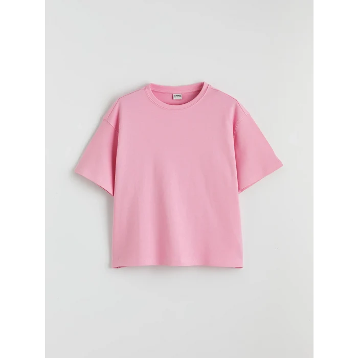 LCW Kids Pembe Bisiklet Yaka Kız Çocuk Tişört ve Eşofman Altı