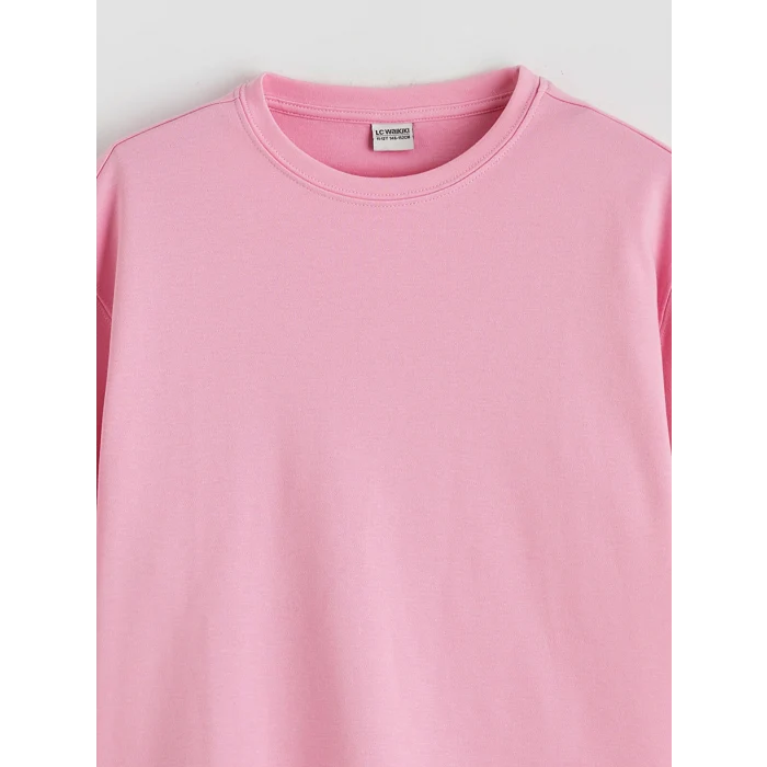 LCW Kids Pembe Bisiklet Yaka Kız Çocuk Tişört ve Eşofman Altı