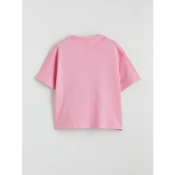 LCW Kids Pembe Bisiklet Yaka Kız Çocuk Tişört ve Eşofman Altı