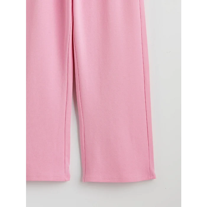 LCW Kids Pembe Bisiklet Yaka Kız Çocuk Tişört ve Eşofman Altı