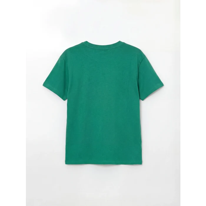 LCW Kids Yeşil Bisiklet Yaka Pikachu Baskılı Erkek Çocuk Tişört