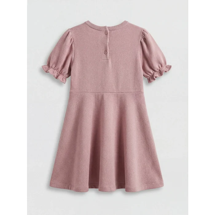 LCW Kids Pembe Bisiklet Yaka Çiçek Detaylı Kız Çocuk Elbise