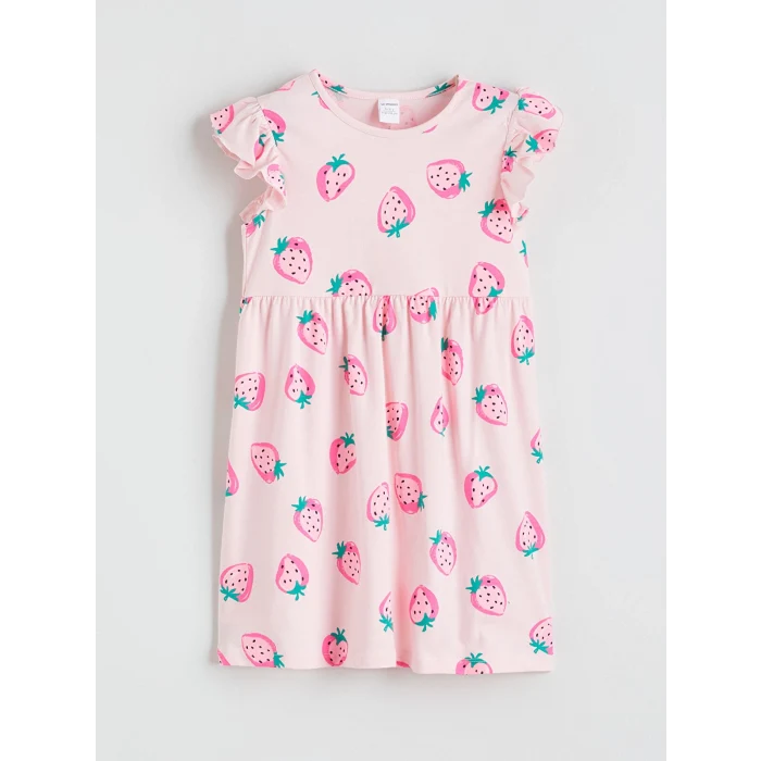 LCW Kids Pembe Çiçek Desenli Kız Çocuk Elbise