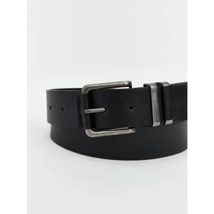 LCW ACCESSORIES Siyah Deri Görünümlü Erkek Kemer