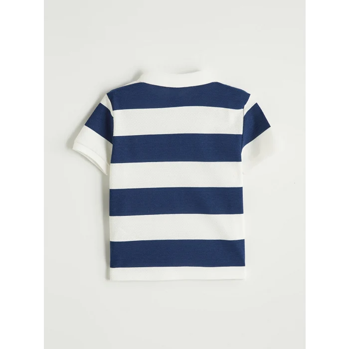 LCW Kids İndigo Polo Yaka Çizgili Erkek Çocuk Tişört