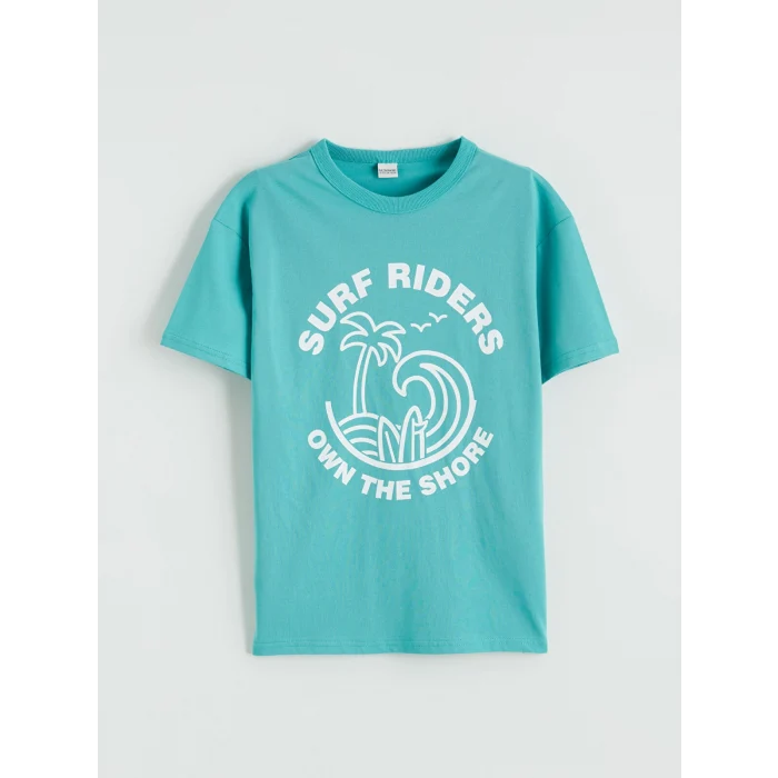 LCW Kids Turkuaz Baskılı Erkek Çocuk Tişört